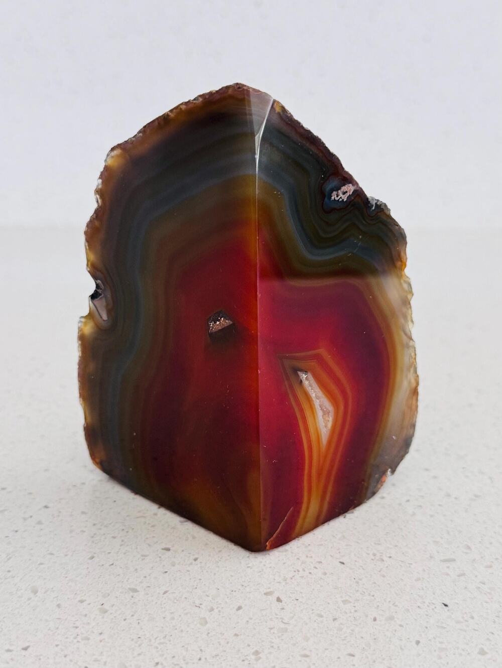 Polished Carnelian Crystal Flame Agate